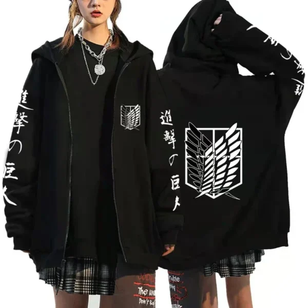 kf-S0126401aa73e4de2a860104a71c743f2n Sudadera con capucha de Anime Attack on Titan con cremallera, abrigo, ropa Unisex, Sudadera con capucha de otoño, Sudadera con capucha de moda,