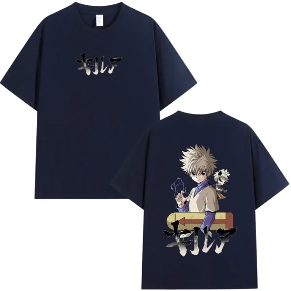 Camiseta de Anime Hunter X Hunter Killua Zoldyck para hombre y mujer, ropa de moda , camiseta de manga corta de algodón de gran tamaño, ropa de calle