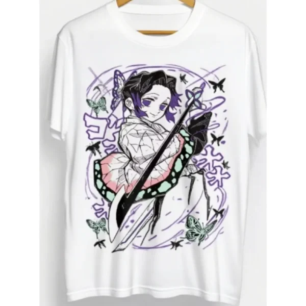 kf-S1f5f04e8ad954abbb04c89633f52e5619 Shinobu Kocho-Camiseta de algodón puro para verano, camisa holgada informal americana con estampado de Anime, camisa de manga corta para padres e hijos, 2026