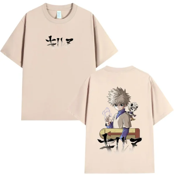 Camiseta de Anime Hunter X Hunter Killua Zoldyck para hombre y mujer, ropa de moda , camiseta de manga corta de algodón de gran tamaño, ropa de calle
