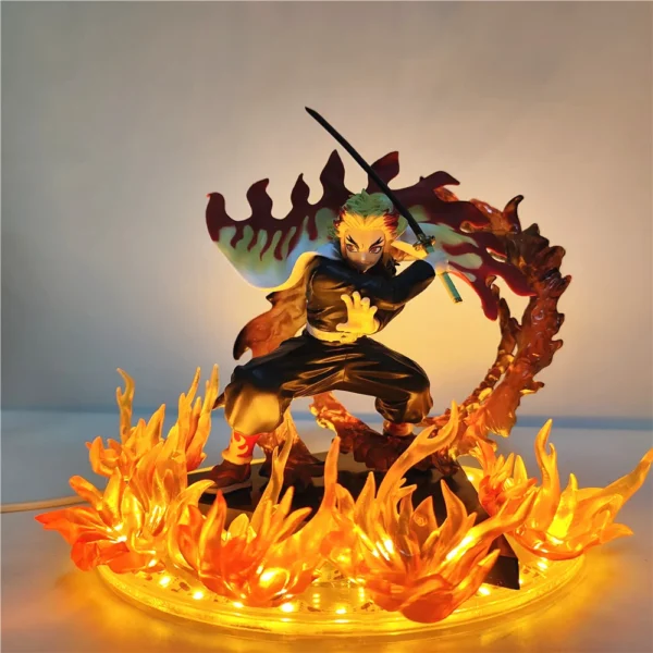 kf-S4cae09d8ff0f4bfcaf4698d77a9109d7U Demon Slayer Anime Rengoku Kyoujurou lámpara Led bombilla modelo de figuras de acción figura y Base y lámpara DIY juguetes de decoración