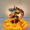 kf-S5904d9fadd494f769ff91eae4b72fb748 Demon Slayer Anime Rengoku Kyoujurou lámpara Led bombilla modelo de figuras de acción figura y Base y lámpara DIY juguetes de decoración