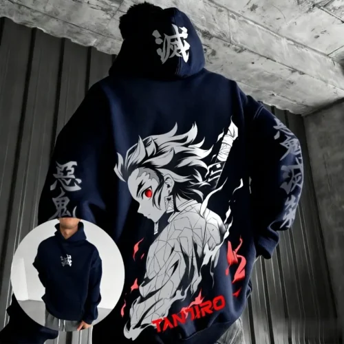 kf-S5d82caf16e86463faaac7a2d7b0a2021o Sudadera Unisex Demon Slayer, Tanjiro, Sudadera con Capucha de Algodón, Estampado Gráfico, Estilo Casual, Streetwear, Cosplay, Y2k, Mangas Largas