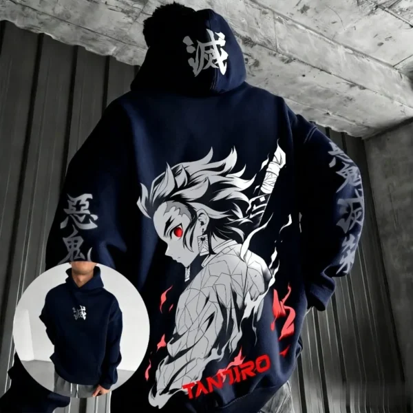 Sudadera Unisex Demon Slayer, Tanjiro, Sudadera con Capucha de Algodón, Estampado Gráfico, Estilo Casual, Streetwear, Cosplay, Y2k, Mangas Largas