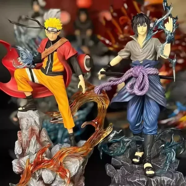 kf-S5dde9112dd354607b439fbfaf1cfe9b5L Figura de Anime de 23 cm, Modelo de Acción de Uzumaki Naruto y Uchiha Sasuke, Estatua de PVC, Adorno de Escritorio, Juguetes Coleccionables, Regalo