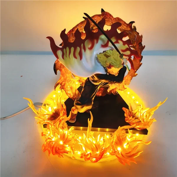 kf-S6cb6f86a043f4cf1af262053779810343 Demon Slayer Anime Rengoku Kyoujurou lámpara Led bombilla modelo de figuras de acción figura y Base y lámpara DIY juguetes de decoración