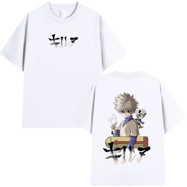 Camiseta de Anime Hunter X Hunter Killua Zoldyck para hombre y mujer, ropa de moda , camiseta de manga corta de algodón de gran tamaño, ropa de calle