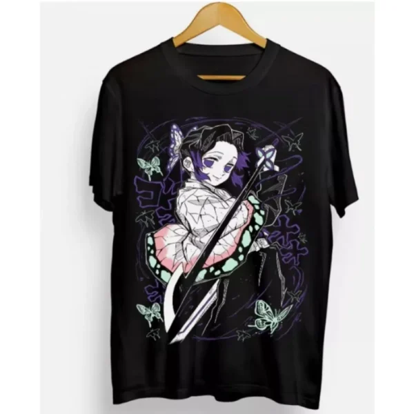 kf-S931d2041309941c3aa38505eef81556be Shinobu Kocho-Camiseta de algodón puro para verano, camisa holgada informal americana con estampado de Anime, camisa de manga corta para padres e hijos, 2026