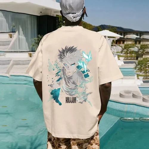 kf-Sb5c3ce29e9304a8581d3e396e1863d1bV Camiseta de Anime Hunter X Hunter Killua Zoldyck ,Unisex, Estilo Vintage, Oversize, Streetwear, Informal, de Algodón