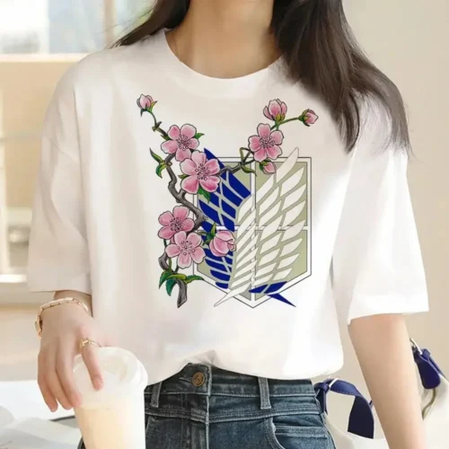 kf-Scf0854b01a6648589749ac15c09b5546v Camiseta con estampado de Attack Titan para mujer, ropa informal de manga corta a la moda
