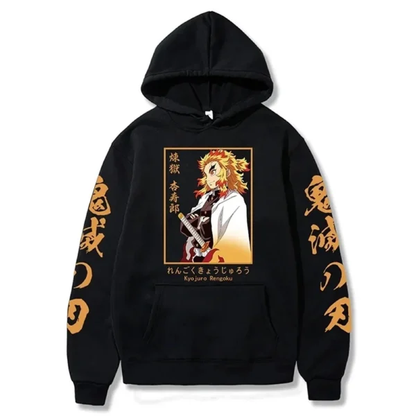 Sudadera con Capucha de Anime Demon Slayer, Kyojuro Rengoku, Estampado Gráfico, Estilo Harajuku, Novedades, Productos Nuevos
