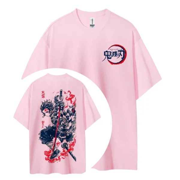 Camiseta de Anime Demon Slayer: Kimetsu No Yaiba 2026, Unisex, Cuello Redondo, Algodón, para Hombre y Mujer, Moda Verano, Estilo Urbano